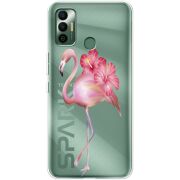 Прозрачный чехол BoxFace Tecno Spark 7 Floral Flamingo