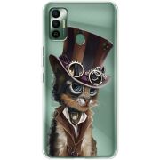 Прозрачный чехол BoxFace Tecno Spark 7 Steampunk Cat