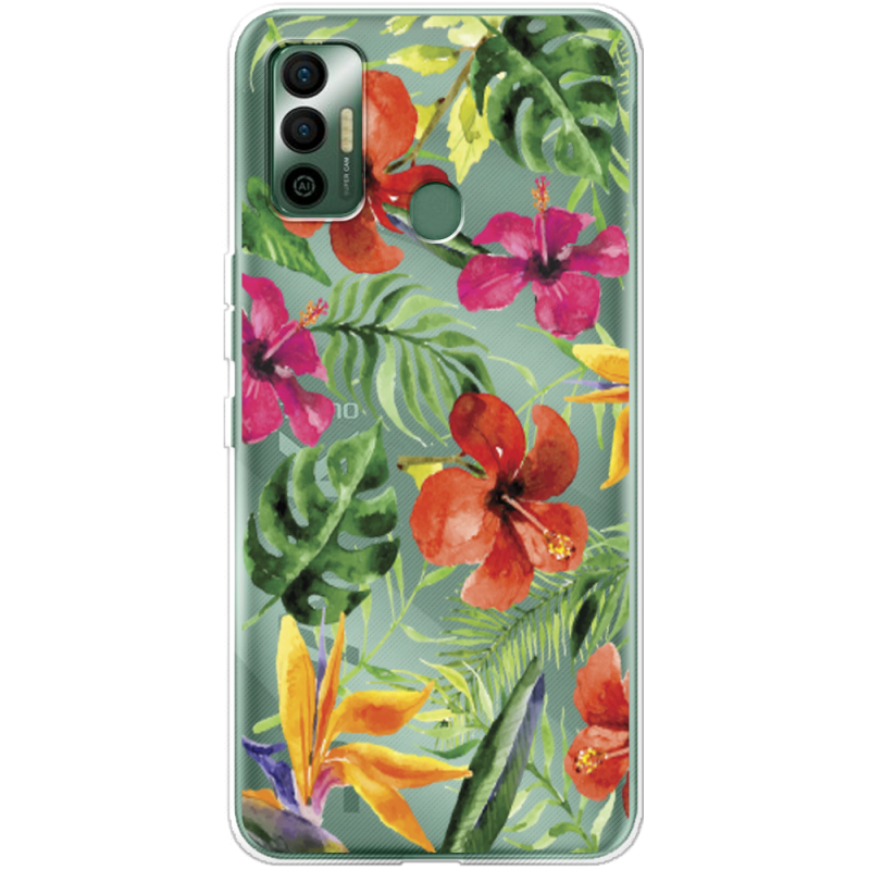 Прозрачный чехол BoxFace Tecno Spark 7 Tropical Flowers