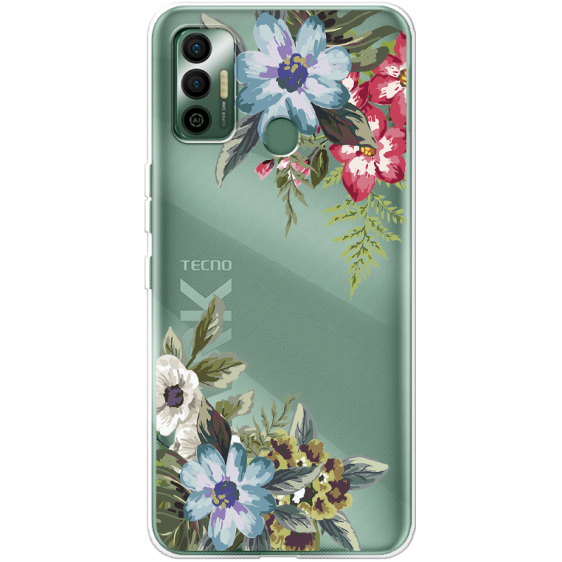 Прозрачный чехол BoxFace Tecno Spark 7 Floral