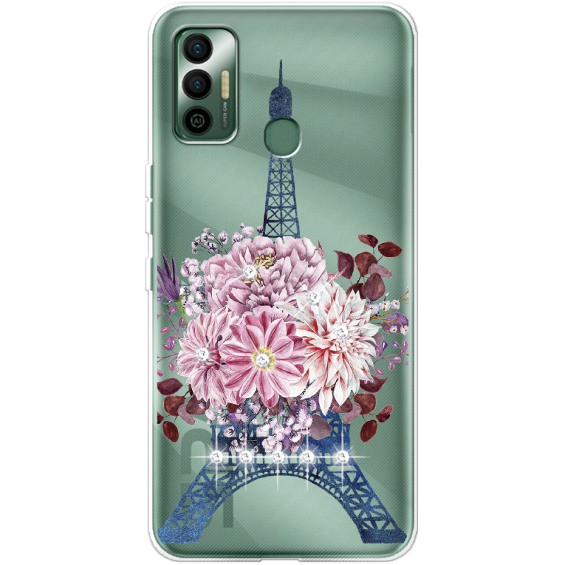 Чехол со стразами BoxFace Tecno Spark 7 Eiffel Tower