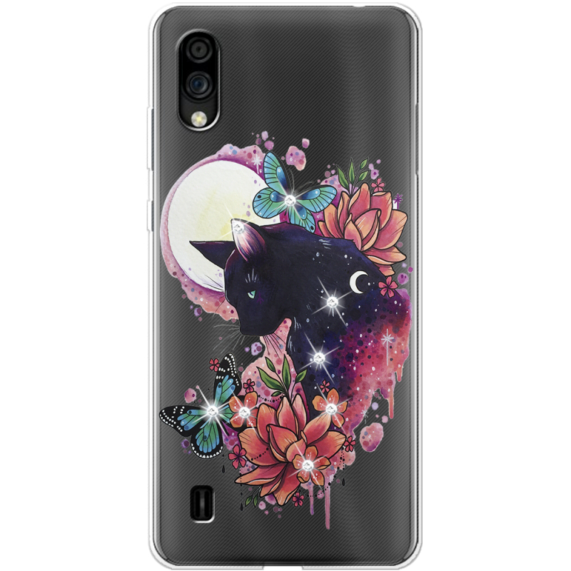 Чехол со стразами ZTE Blade A5 2020 Cat in Flowers