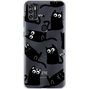 Прозрачный чехол BoxFace ZTE Blade A7S 2020 с 3D-глазками Black Kitty