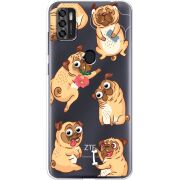 Прозрачный чехол BoxFace ZTE Blade A7S 2020 с 3D-глазками Pug