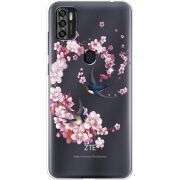 Чехол со стразами ZTE Blade A7S 2020 Swallows and Bloom