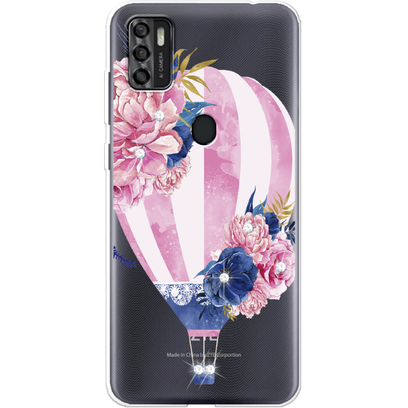 Чехол со стразами ZTE Blade A7S 2020 Pink Air Baloon