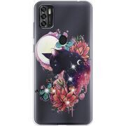 Чехол со стразами ZTE Blade A7S 2020 Cat in Flowers