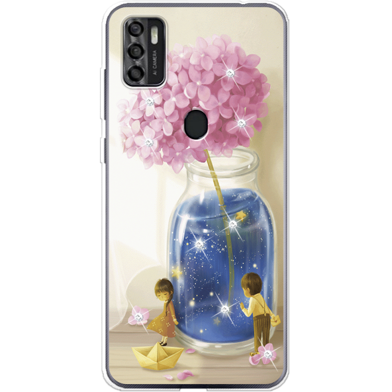 Чехол со стразами ZTE Blade A7S 2020 Little Boy and Girl