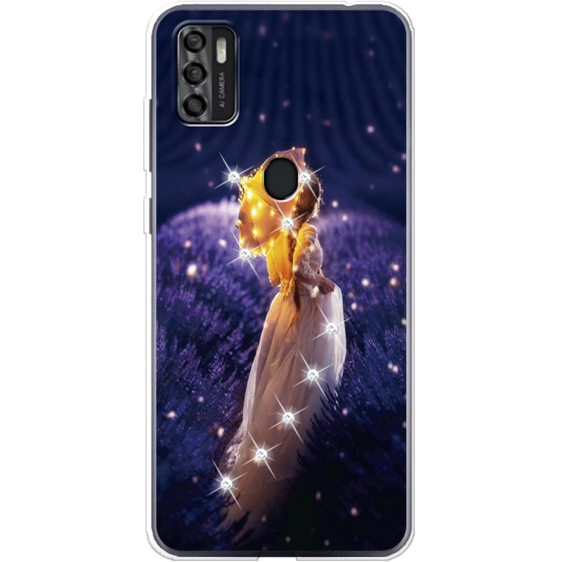 Чехол со стразами ZTE Blade A7S 2020 Girl with Umbrella