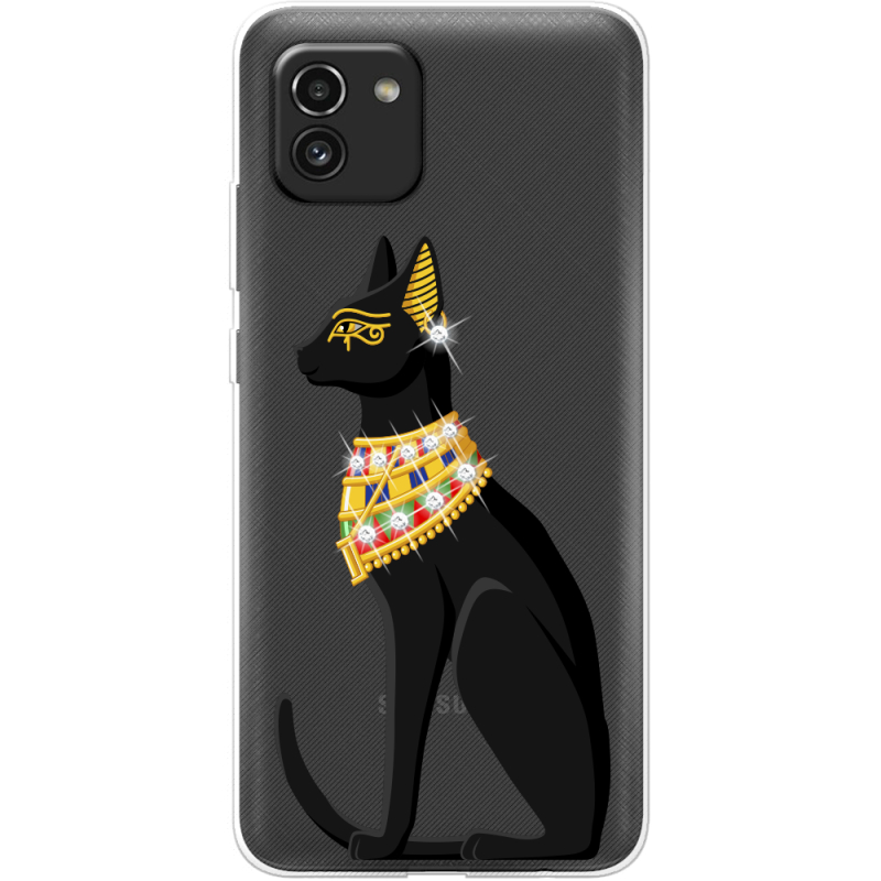 Чехол со стразами Samsung Galaxy A03 (A035) Egipet Cat