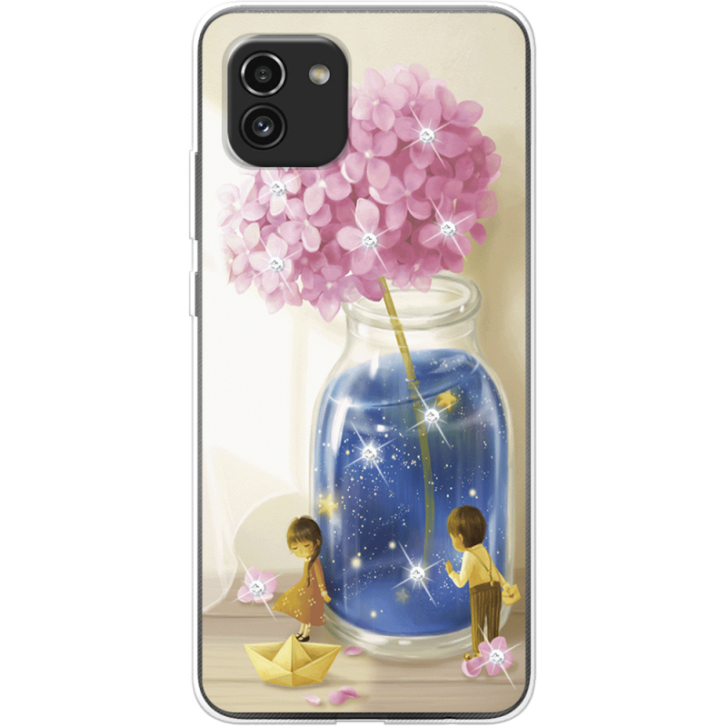 Чехол со стразами Samsung Galaxy A03 (A035) Little Boy and Girl