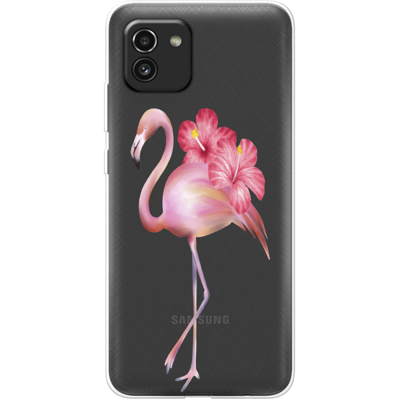 Прозрачный чехол BoxFace Samsung Galaxy A03 (A035) Floral Flamingo