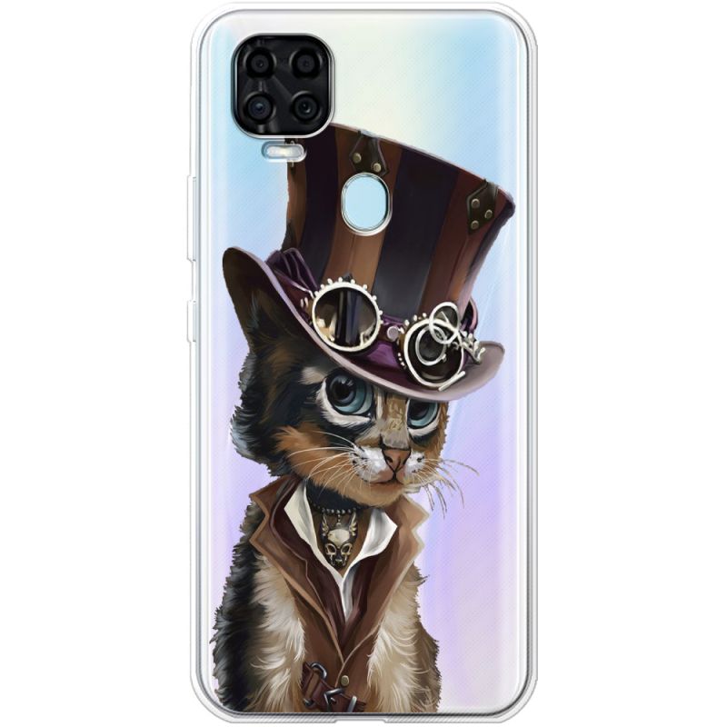 Прозрачный чехол BoxFace ZTE Blade V2020 Steampunk Cat