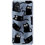 Прозрачный чехол BoxFace ZTE Blade V2020 Smart с 3D-глазками Black Kitty