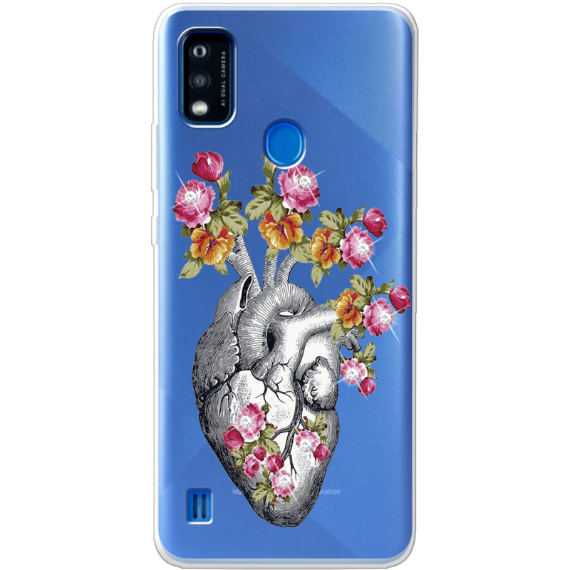 Чехол со стразами ZTE Blade A51 Heart