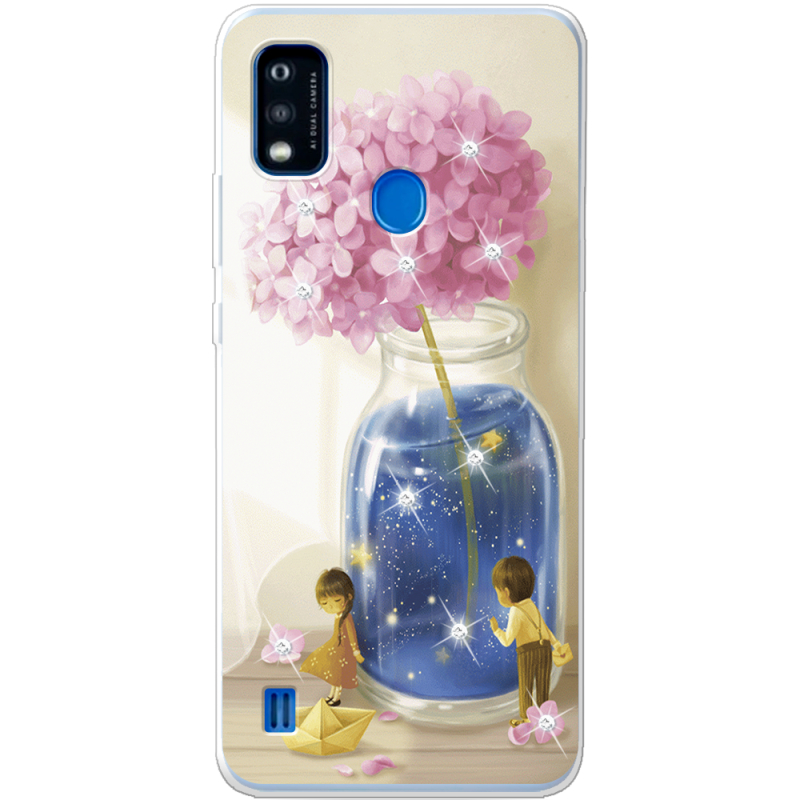 Чехол со стразами ZTE Blade A51 Little Boy and Girl