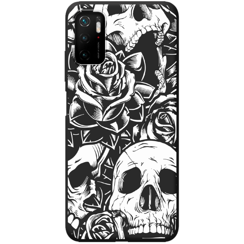 Черный чехол BoxFace Xiaomi Redmi Note 10 5G Skull and Roses