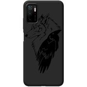 Черный чехол BoxFace Xiaomi Redmi Note 10 5G Wolf and Raven