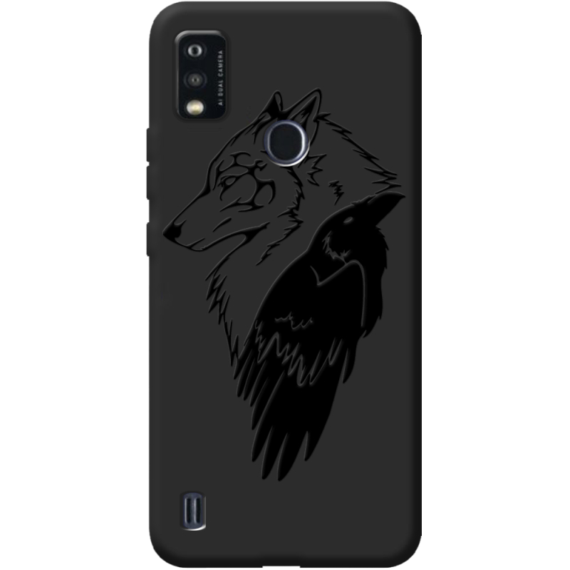 Черный чехол BoxFace ZTE Blade A51 Wolf and Raven