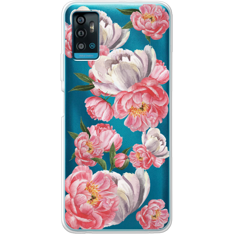 Прозрачный чехол BoxFace ZTE Blade A71 Peony Watercolor Style