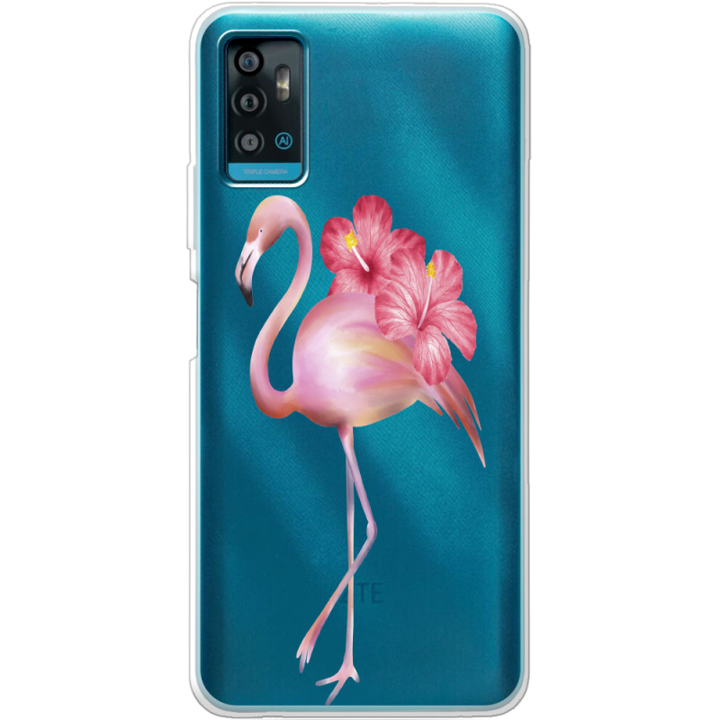 Прозрачный чехол BoxFace ZTE Blade A71 Floral Flamingo