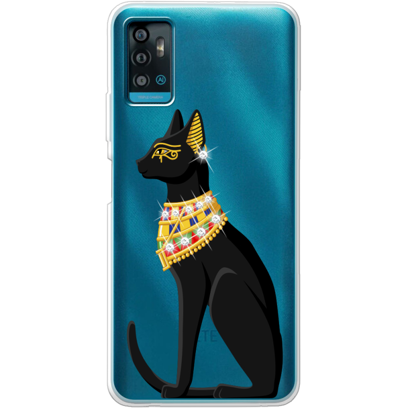 Чехол со стразами ZTE Blade A71 Egipet Cat