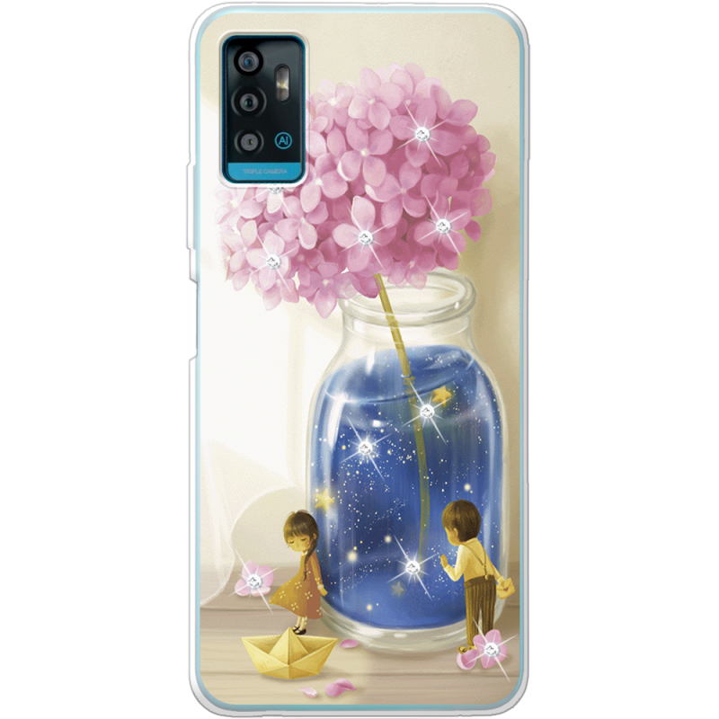 Чехол со стразами ZTE Blade A71 Little Boy and Girl