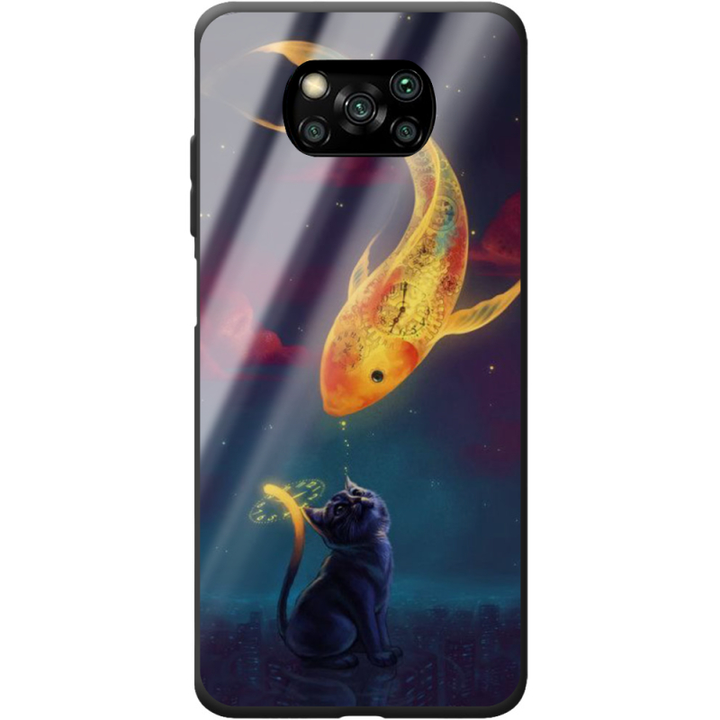 Защитный чехол BoxFace Glossy Panel Poco X3  Kitten And Fish