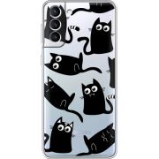 Прозрачный чехол BoxFace Samsung Galaxy S22 (S901) с 3D-глазками Black Kitty