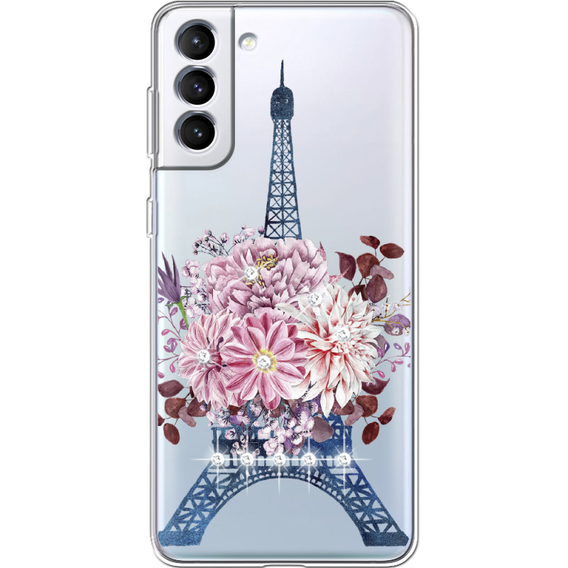 Чехол со стразами Samsung Galaxy S22 (S901) Eiffel Tower