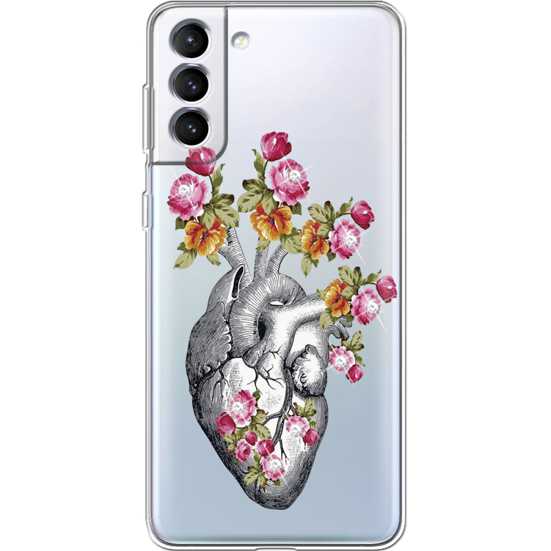 Чехол со стразами Samsung Galaxy S22 (S901) Heart