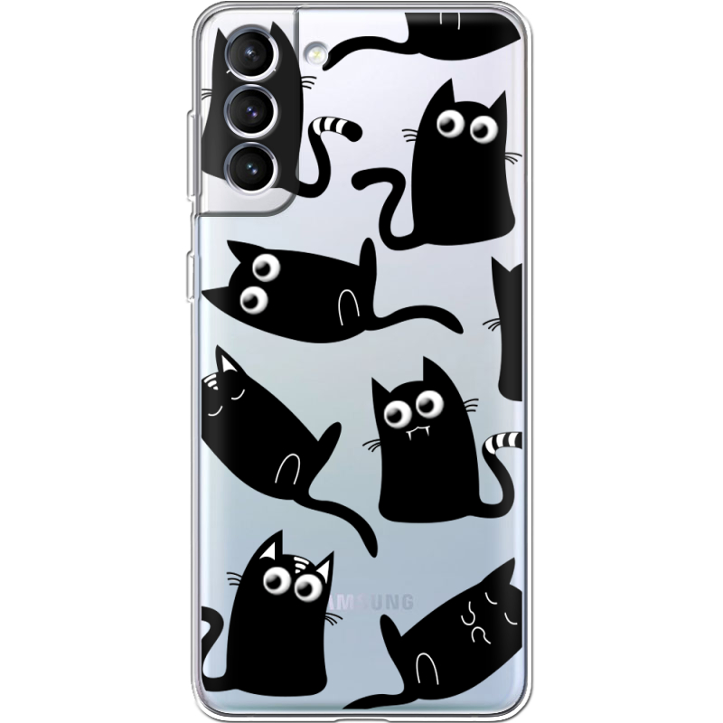 Прозрачный чехол BoxFace Samsung Galaxy S22 Plus (S906) с 3D-глазками Black Kitty