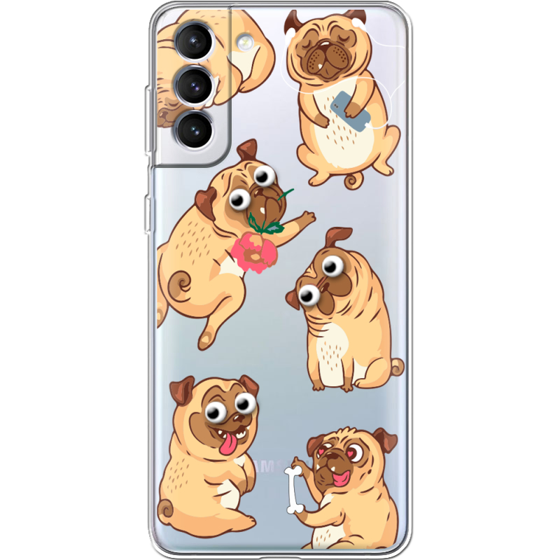 Прозрачный чехол BoxFace Samsung Galaxy S22 Plus (S906) с 3D-глазками Pug