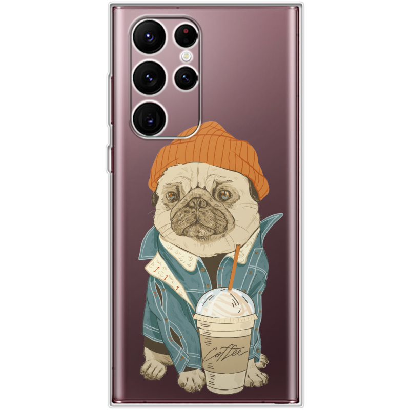 Прозрачный чехол BoxFace Samsung Galaxy S22 Ultra (S908) Dog Coffeeman