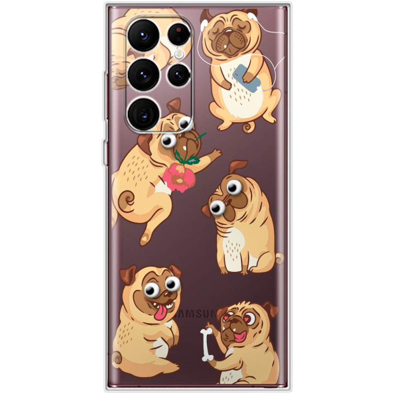 Прозрачный чехол BoxFace Samsung Galaxy S22 Ultra (S908) с 3D-глазками Pug