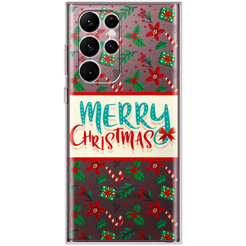 Прозрачный чехол BoxFace Samsung Galaxy S22 Ultra (S908) Vintage Christmas Pattern