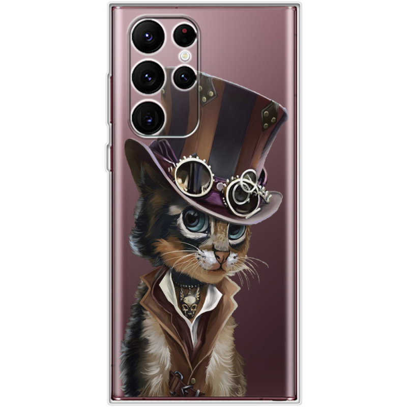 Прозрачный чехол BoxFace Samsung Galaxy S22 Ultra (S908) Steampunk Cat