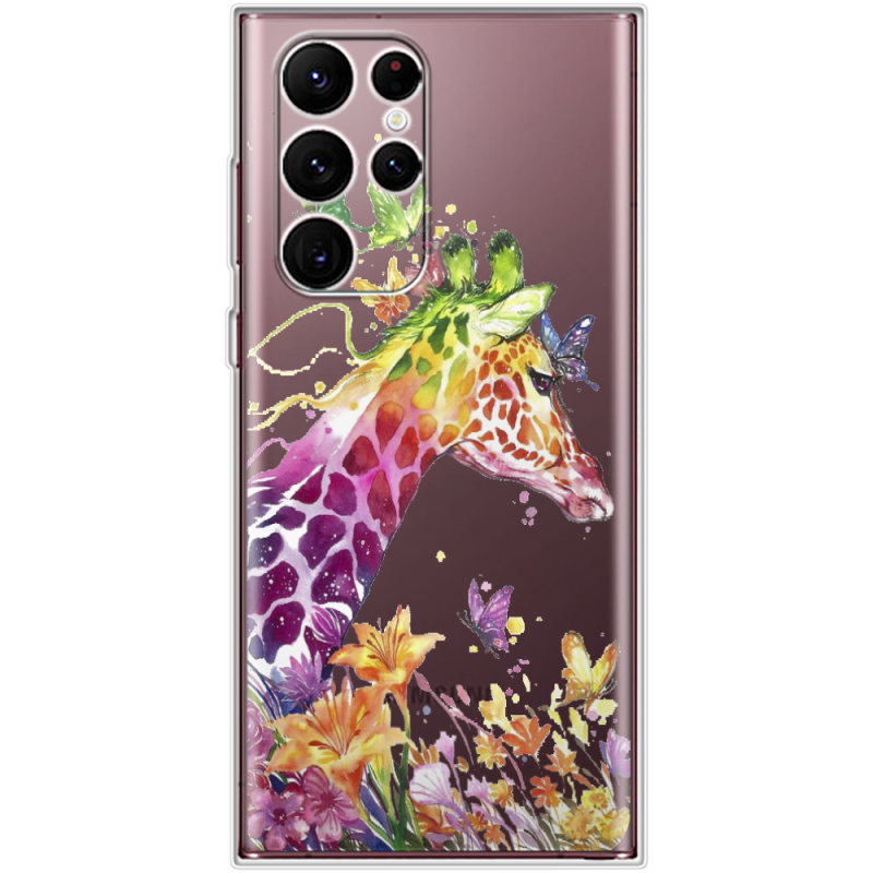 Прозрачный чехол BoxFace Samsung Galaxy S22 Ultra (S908) Colorful Giraffe