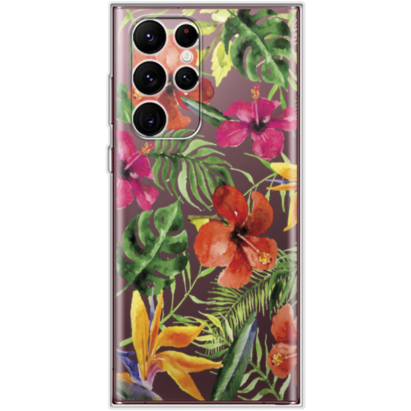 Прозрачный чехол BoxFace Samsung Galaxy S22 Ultra (S908) Tropical Flowers