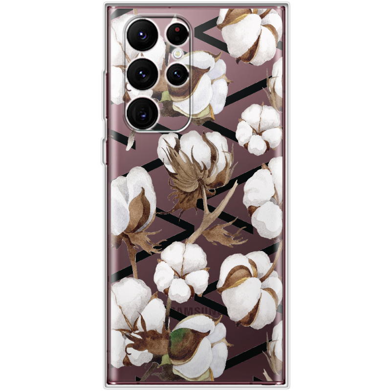 Прозрачный чехол BoxFace Samsung Galaxy S22 Ultra (S908) Cotton flowers