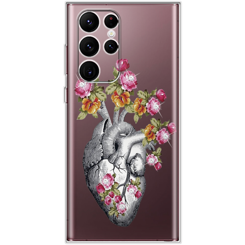 Чехол со стразами Samsung Galaxy S22 Ultra (S908) Heart