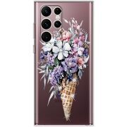 Чехол со стразами Samsung Galaxy S22 Ultra (S908) Ice Cream Flowers