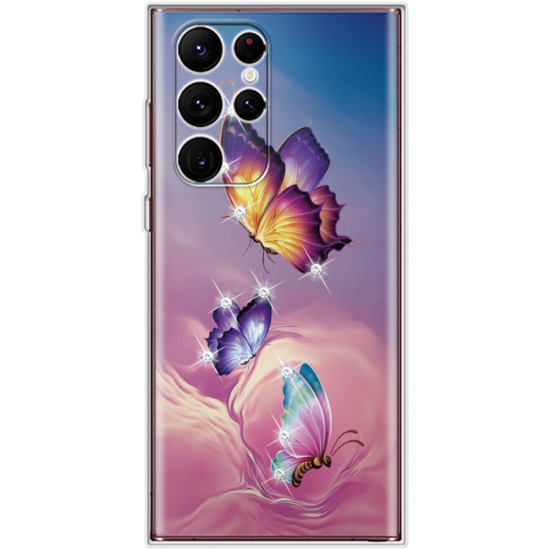 Чехол со стразами Samsung Galaxy S22 Ultra (S908) Butterflies