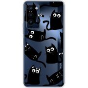 Прозрачный чехол BoxFace Tecno Camon 18 / 18P с 3D-глазками Black Kitty