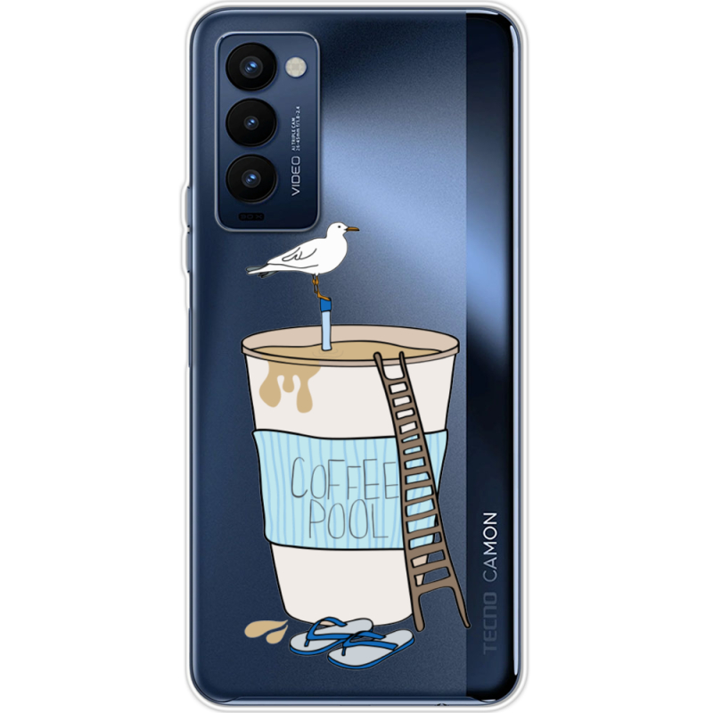 Прозрачный чехол BoxFace Tecno Camon 18 / 18P Segull in Cofee Pool