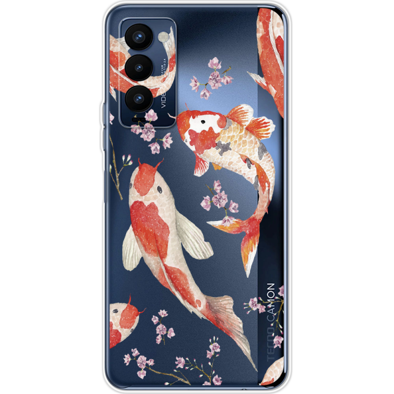 Прозрачный чехол BoxFace Tecno Camon 18 / 18P Japanese Koi Fish