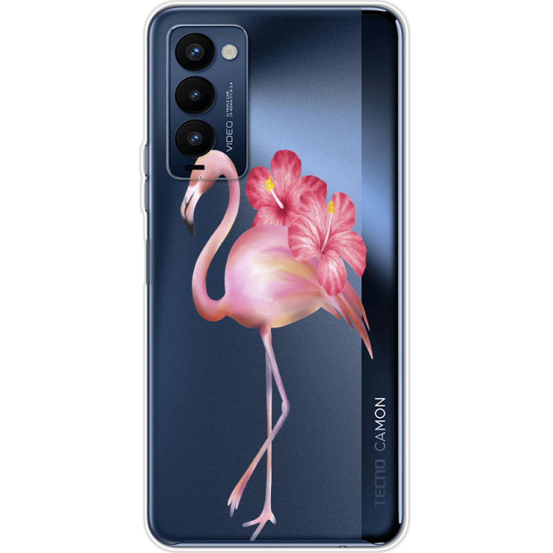 Прозрачный чехол BoxFace Tecno Camon 18 / 18P Floral Flamingo