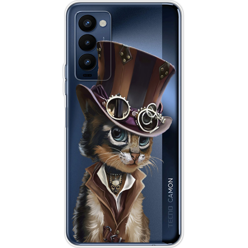 Прозрачный чехол BoxFace Tecno Camon 18 / 18P Steampunk Cat