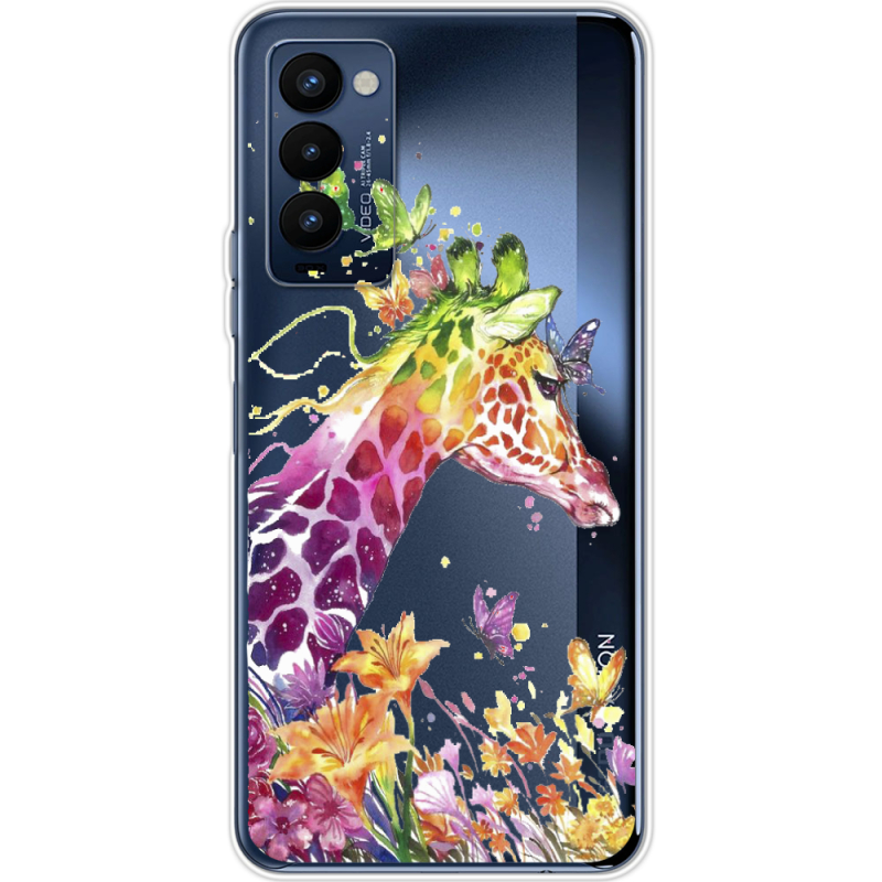 Прозрачный чехол BoxFace Tecno Camon 18 / 18P Colorful Giraffe