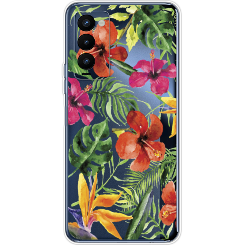 Прозрачный чехол BoxFace Tecno Camon 18 / 18P Tropical Flowers